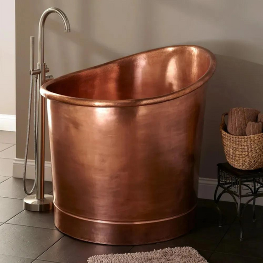 Coppersmith Creations Round Japanese Soaking Style Antique Finish Copper Bathtub