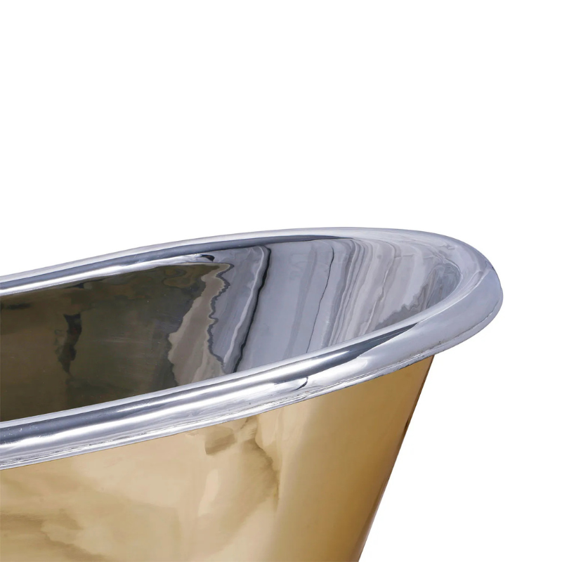 Coppersmith Creations Slanting Base Brass Bathtub (1 size, Nickel Finish Interior, Brass Finish Exterior) - Brand New Bathrooms
