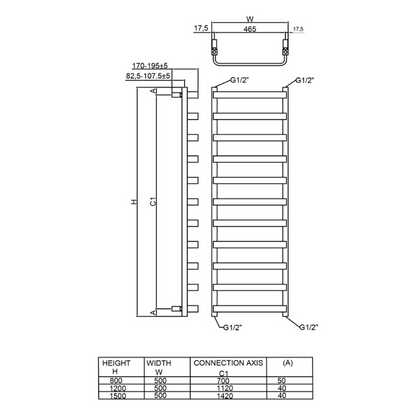 Reina Flora Vertical Mild Steel Towel Radiator (3 sizes, 2 colours) - Brand New Bathrooms