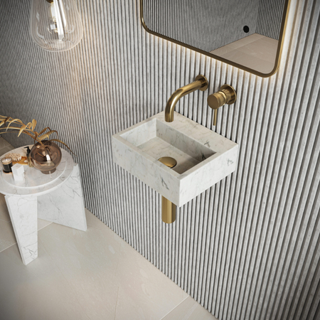 Scudo Sanctuary Venato White Cloakroom Marble Basin (White) -  Brand New Bathrooms
