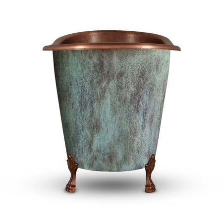 Coppersmith Creations Clawfoot Bathtub Hammered Copper Single-Slipper Patina Soaking Tub (1 size, Blue-Green) - Brandnew Bathroom