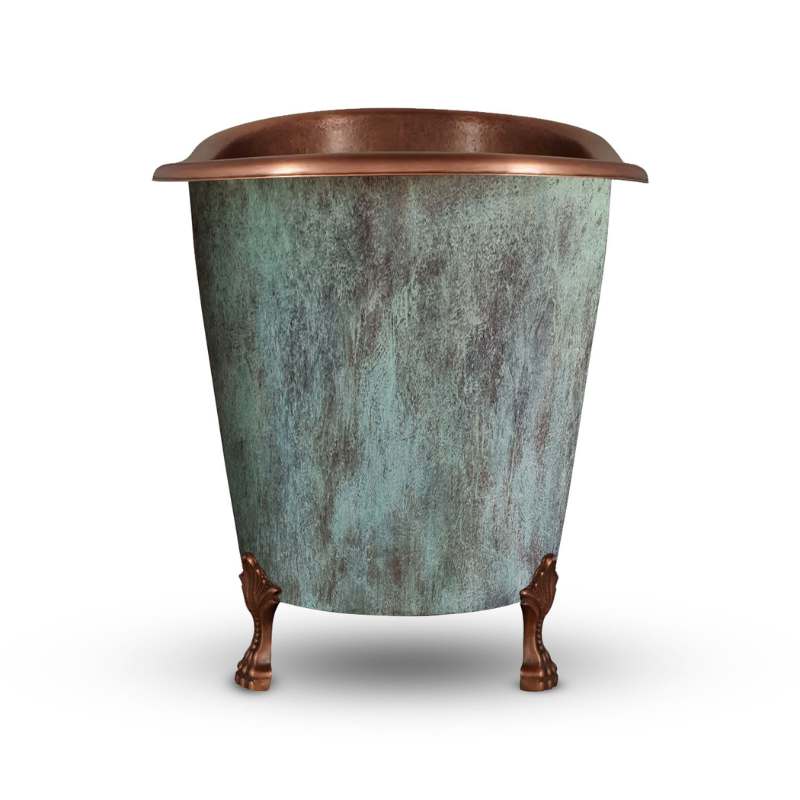 Coppersmith Creations Clawfoot Bathtub Hammered Copper Single-Slipper Patina Soaking Tub (1 size, Blue-Green) - Brandnew Bathroom