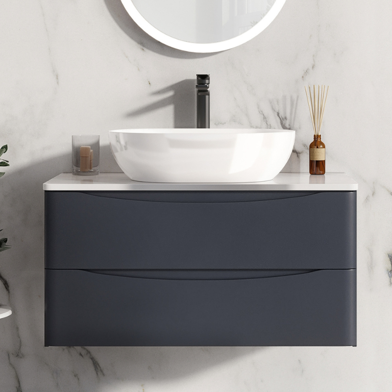 Scudo Neo Counter Top White Polymarble Basin (1 size) - Brand New Bathrooms