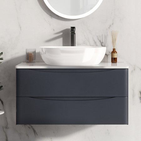 Scudo Neo Counter Top White Polymarble Basin (1 size) - Brand New Bathrooms