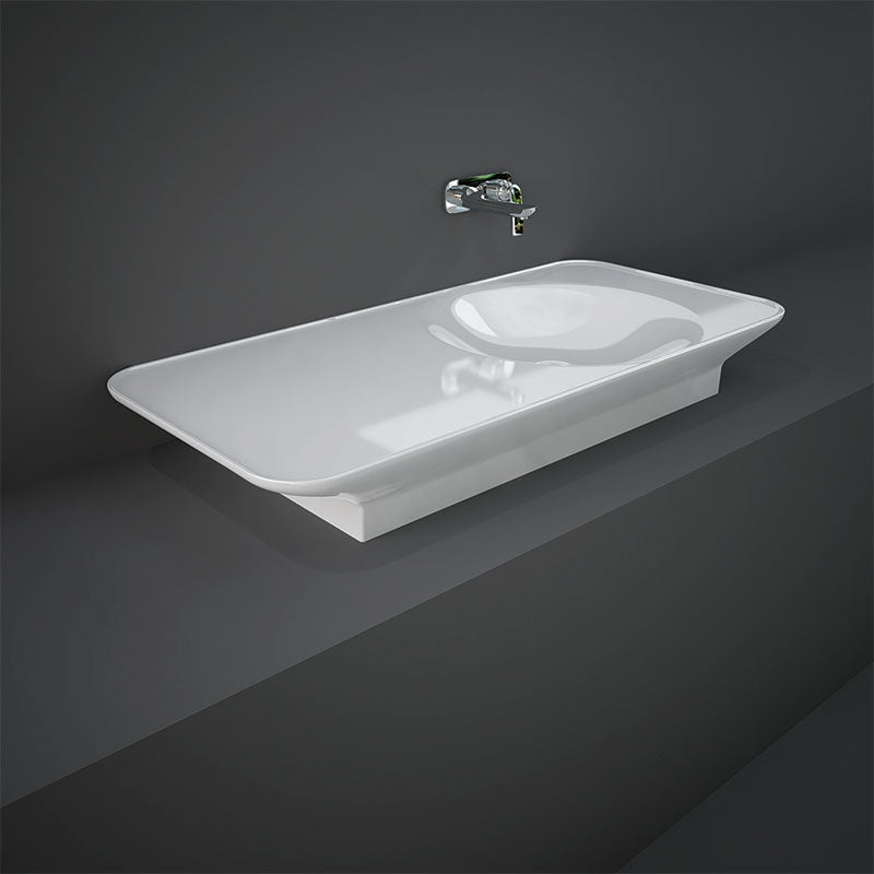 RAK Ceramics Valet Right Ledge 1120mm Wall Hung & Countertop Basin (1 size, 2 styles, 2 colours) - Brand New Bathrooms