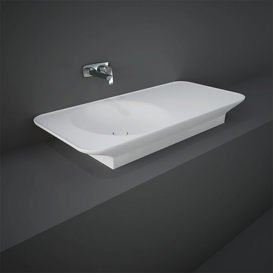 RAK Ceramics Valet Left Ledge 1120mm Wall Hung & Countertop Basin (1 size, 2 styles, 2 colours) - Brand New Bathrooms