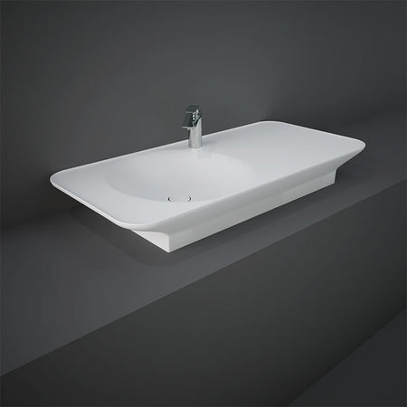 RAK Ceramics Valet Left Ledge 1120mm Wall Hung & Countertop Basin (1 size, 2 styles, 2 colours) - Brand New Bathrooms