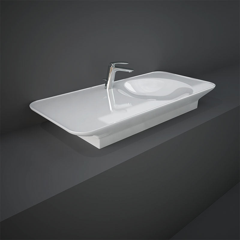 RAK Ceramics Valet Left Ledge 1120mm Wall Hung & Countertop Basin (1 size, 2 styles, 2 colours) - Brand New Bathrooms