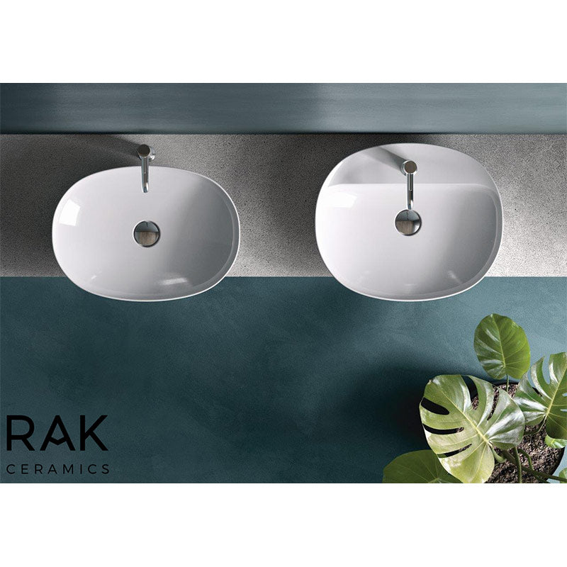 RAK Ceramics Variant Oval Countertop Basin (3 sizes, 2 styles, Alpine White) - Brand New Bathrooms