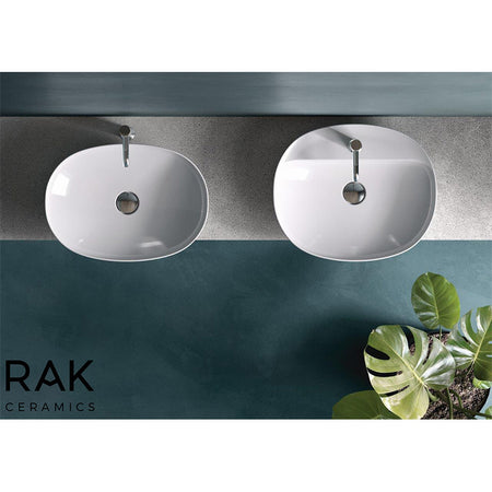 RAK Ceramics Variant Oval Countertop Basin (3 sizes, 2 styles, Alpine White) - Brand New Bathrooms