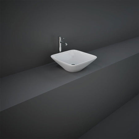 RAK Ceramics Variant Square Countertop Basin (2 sizes, 2 styles, Alpine White) - Brand New Bathrooms