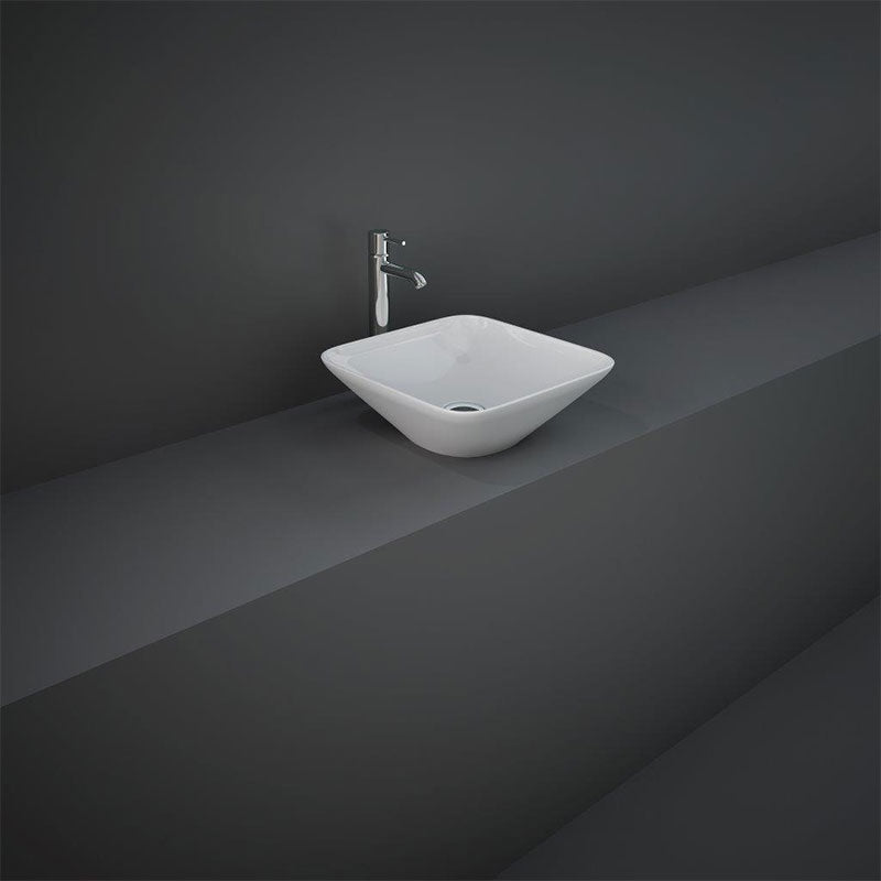 RAK Ceramics Variant Square Countertop Basin (2 sizes, 2 styles, Alpine White) - Brand New Bathrooms