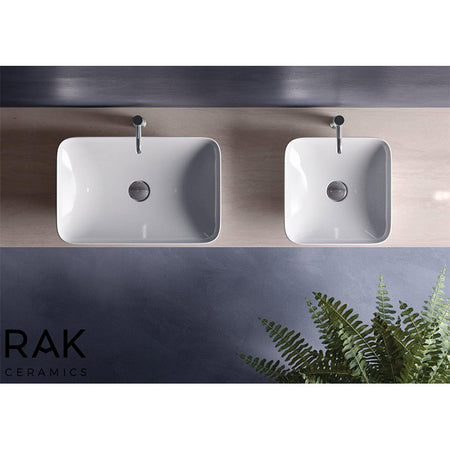 RAK Ceramics Variant Square Countertop Basin (2 sizes, 2 styles, Alpine White) - Brand New Bathrooms