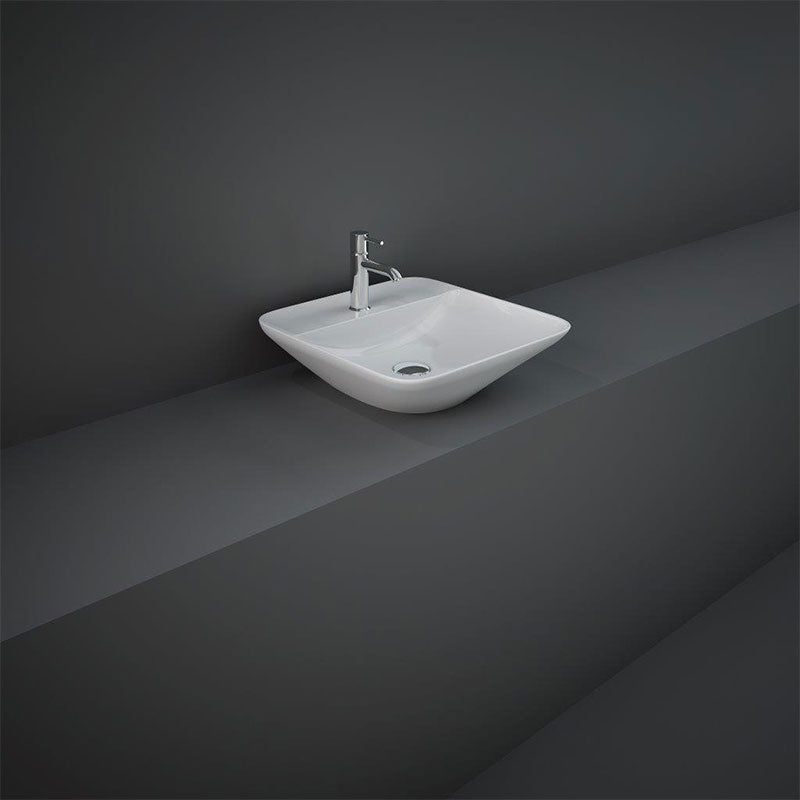 RAK Ceramics Variant Square Countertop Basin (2 sizes, 2 styles, Alpine White) - Brand New Bathrooms