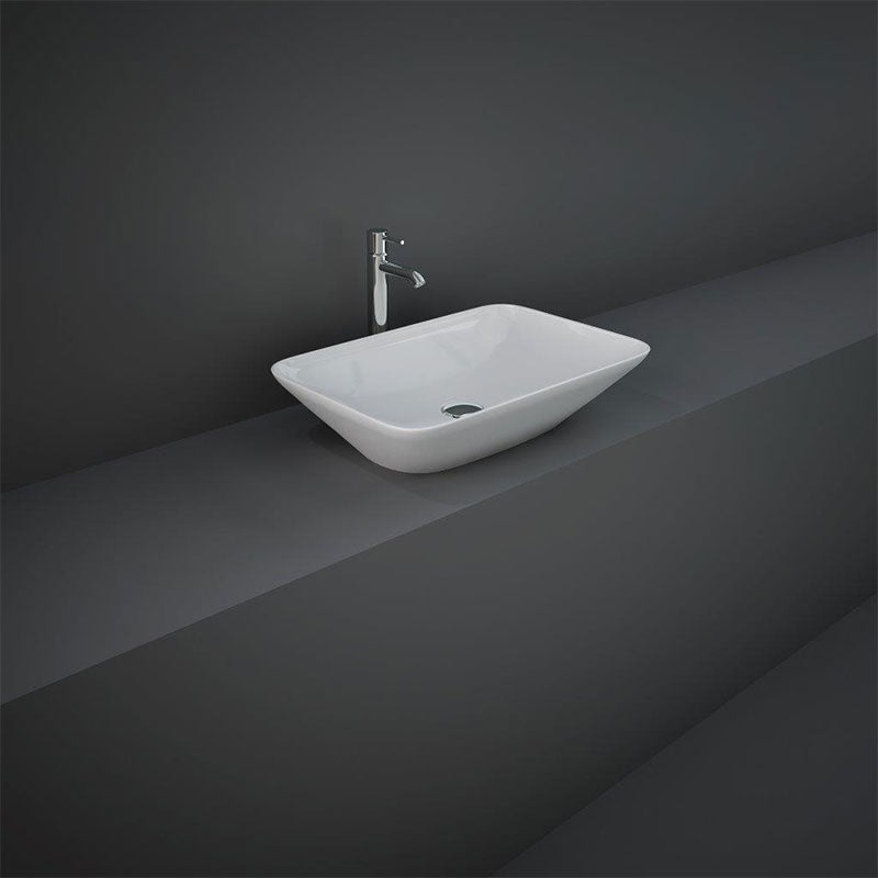 RAK Ceramics Variant Rectangular Countertop Basin (2 sizes, 2 styles, Alpine White) - Brand New Bathrooms