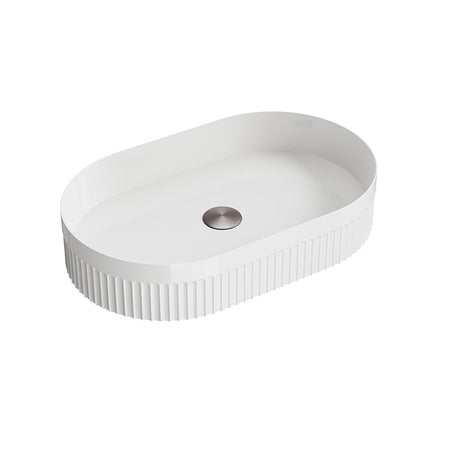 Scudo Fluted Oval Polymarble Basin (1 size, White) - Brand New Bathrooms