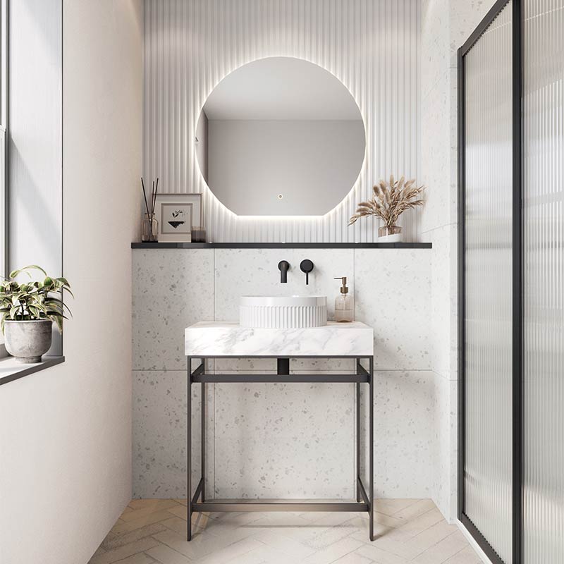Scudo Fluted Oval Polymarble Basin (1 size, White) - Brand New Bathrooms