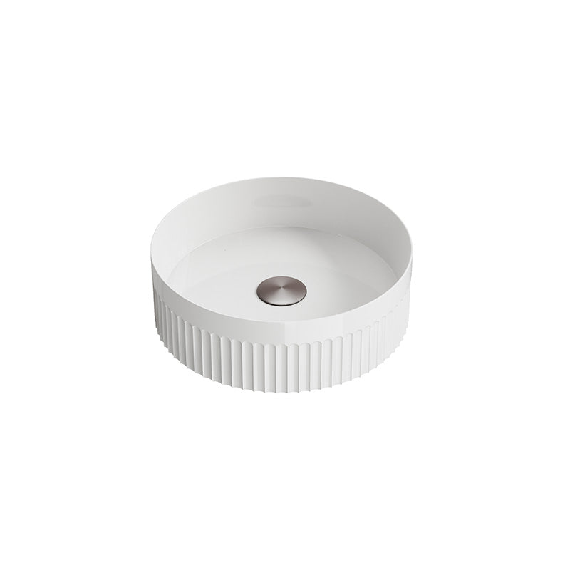 Scudo Fluted Round Polymarble Basin (1 size, White) - Brand New Bathrooms