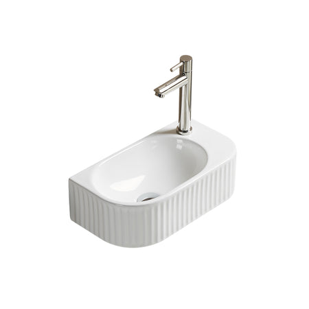 Scudo Fluted Cloakroom Ceramic Basin (Gloss White) BASIN ONLY - Brand New Bathrooms