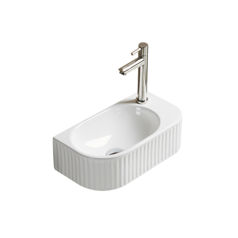 Scudo Fluted Cloakroom Ceramic Basin (Gloss White) BASIN ONLY - Brand New Bathrooms