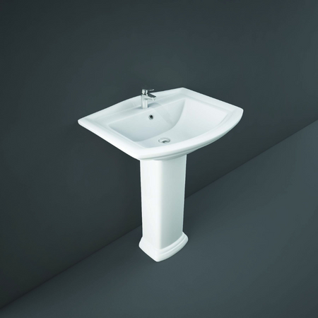 RAK Ceramics Washington Pedestal Basin with 1 Tap Hole (2 sizes, White) BASIN ONLY - Brand New Bathrooms