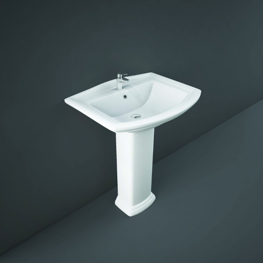 RAK Ceramics Washington Pedestal Basin with 1 Tap Hole (2 sizes, White) BASIN ONLY - Brand New Bathrooms