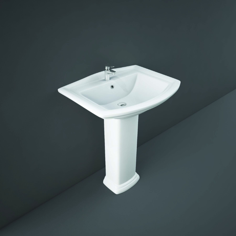 RAK Ceramics Washington Pedestal Basin with 1 Tap Hole (2 sizes, White) BASIN ONLY - Brand New Bathrooms