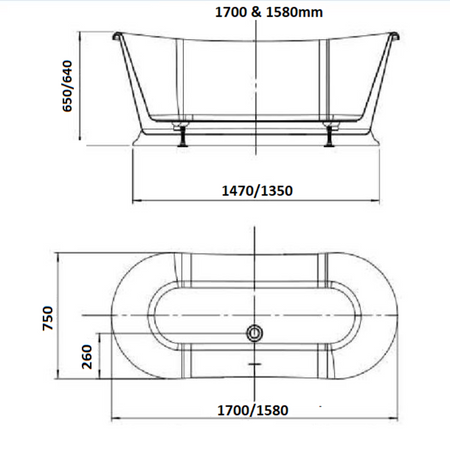 Brand New Bathrooms Audrey Freestanding Acrylic Roll Top Bathtub (2 sizes, any colour) - Brand New Bathrooms