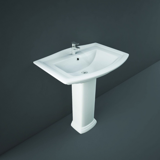 RAK Ceramics Washington Pedestal Basin with 1 Tap Hole (3 sizes, White) BASIN ONLY - Brand New Bathrooms