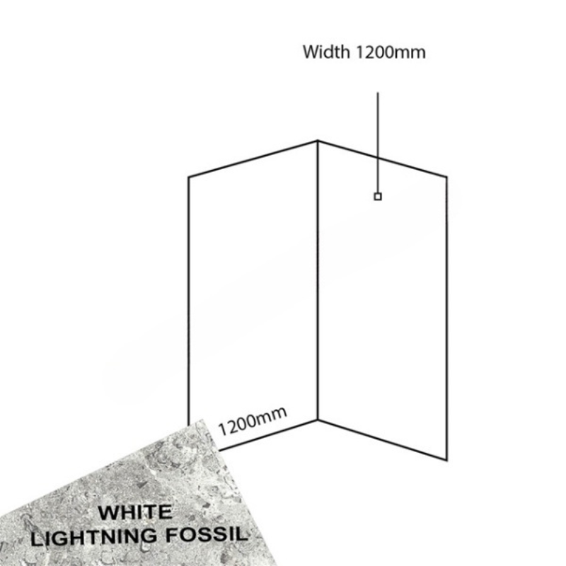 Bushboard Nuance Corner Pack A3 (for Shower Enclosures up to 1200mm) White Lightning Fossil - Brand New Bathrooms