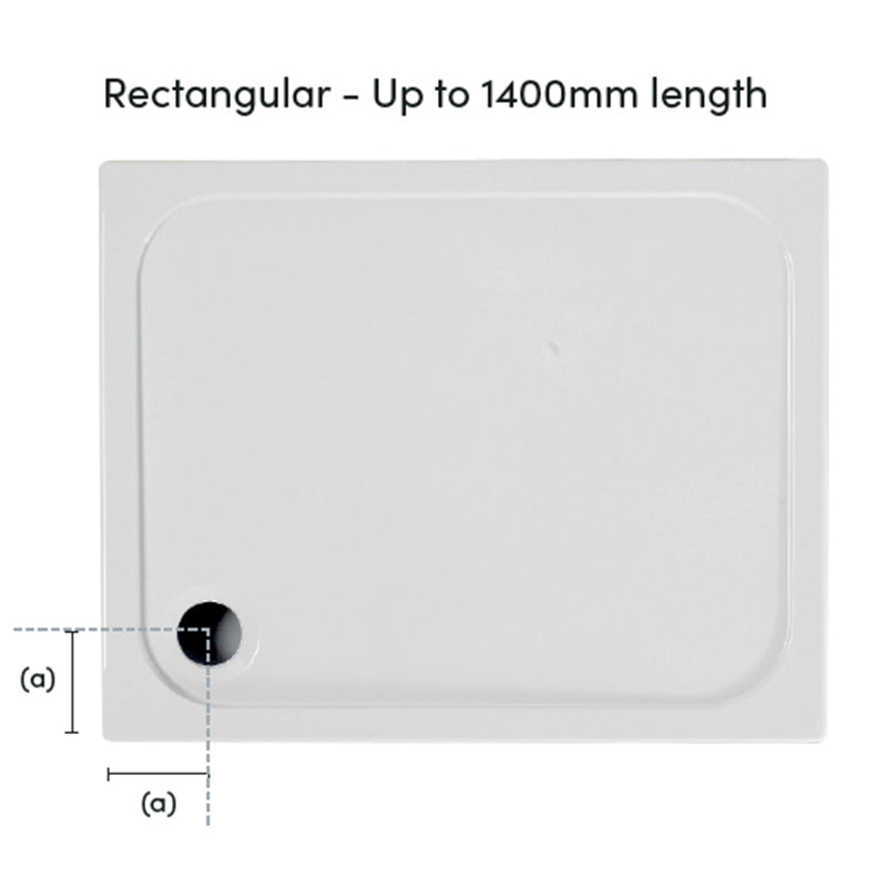 Coram Showers Flat Top Rectangular Stone Resin Shower Tray (6 sizes, White) - Brand New Bathrooms