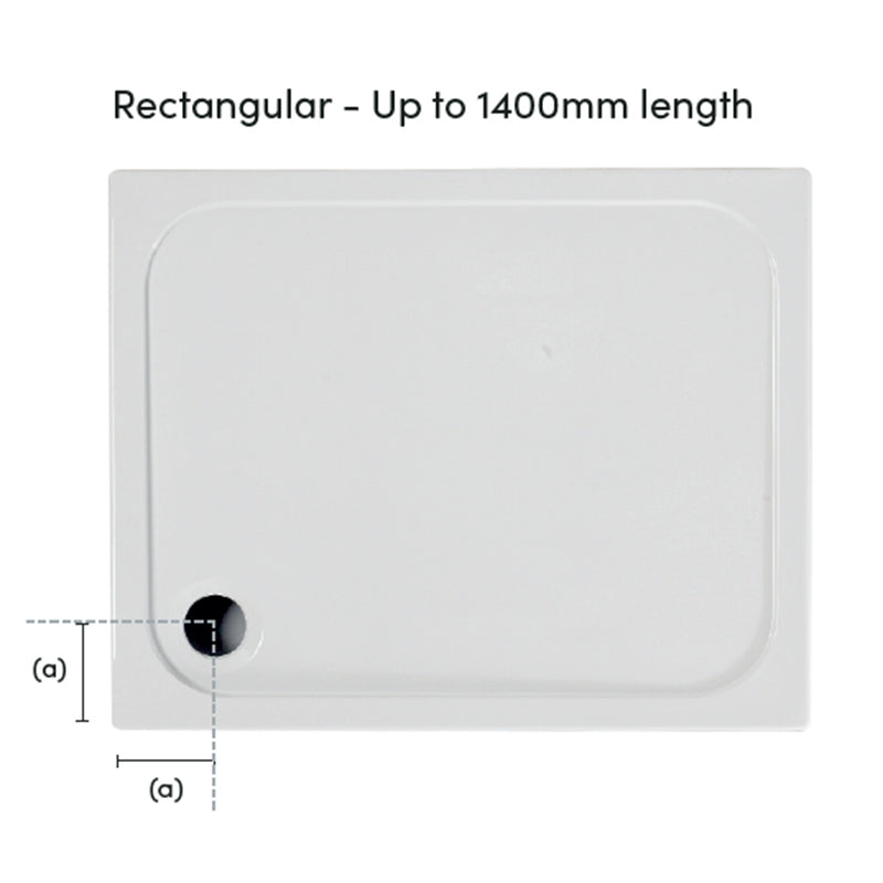Coram Showers Flat Top Rectangular Stone Resin Shower Tray (6 sizes, White) - Brand New Bathrooms