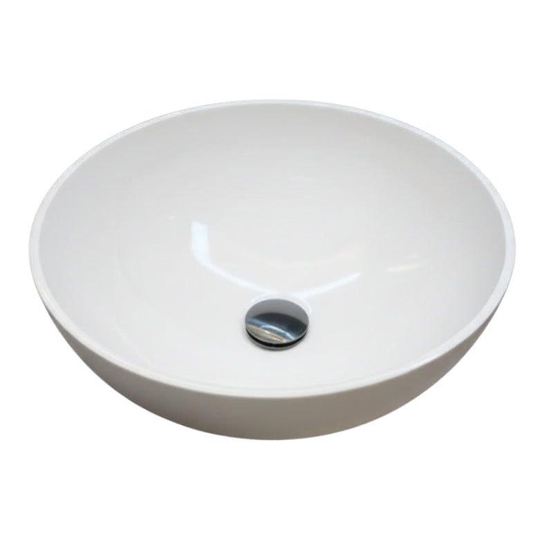Loutro Lavabo Zora Round Polystone Basin (1 size, Gloss White) - Brand New Bathrooms