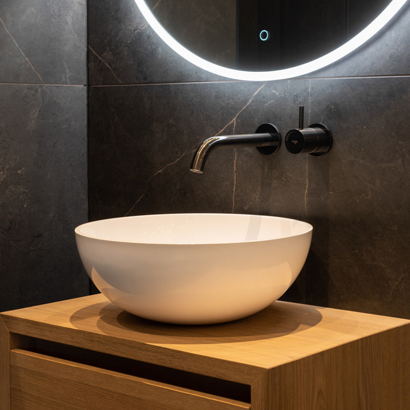 Loutro Lavabo Zora Round Polystone Basin (1 size, Gloss White) - Brand New Bathrooms