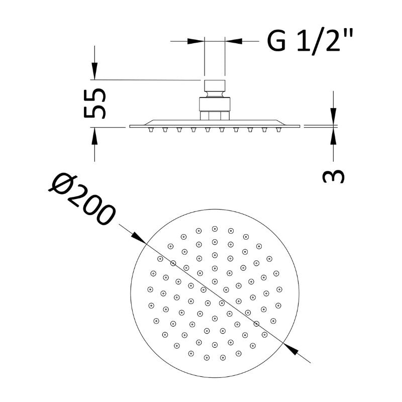 Nuie Fixed Stainless Steel Shower Head (2 styles, Brushed Bronze) - Brand New Bathrooms