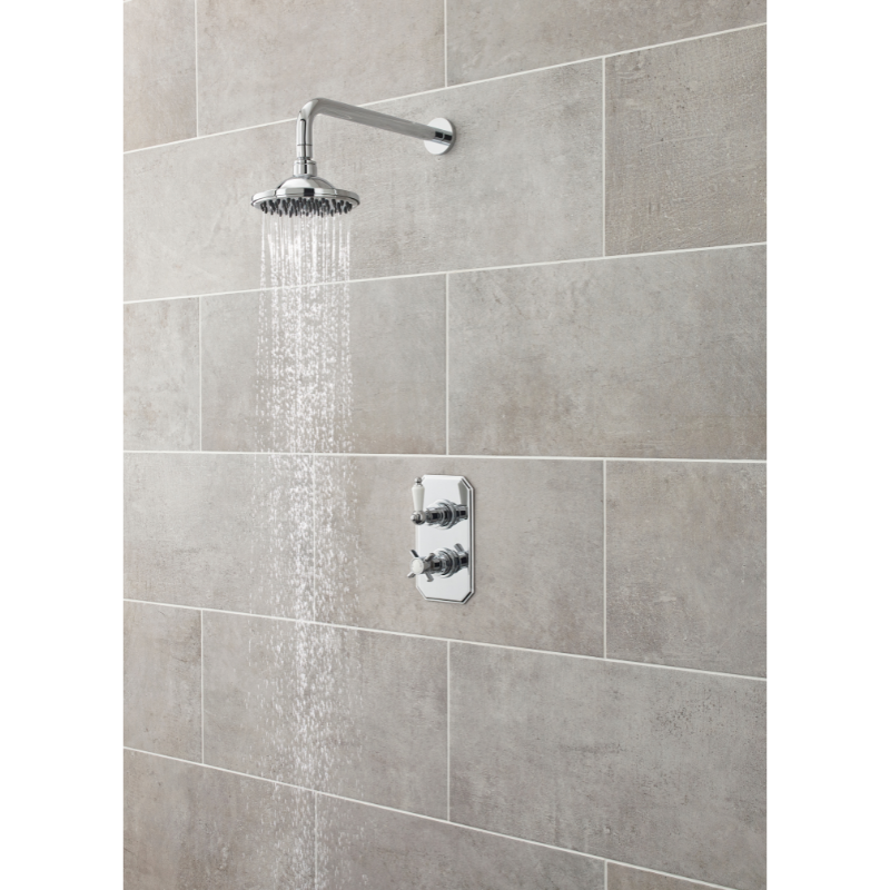 Nuie Edwardian Twin Thermostatic Shower Valve (1 size, Chrome) - Brand New Bathrooms