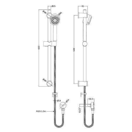 Nuie Shower Kits Slide Rail Kit Round (1 size, Chrome) - Brand New Bathrooms