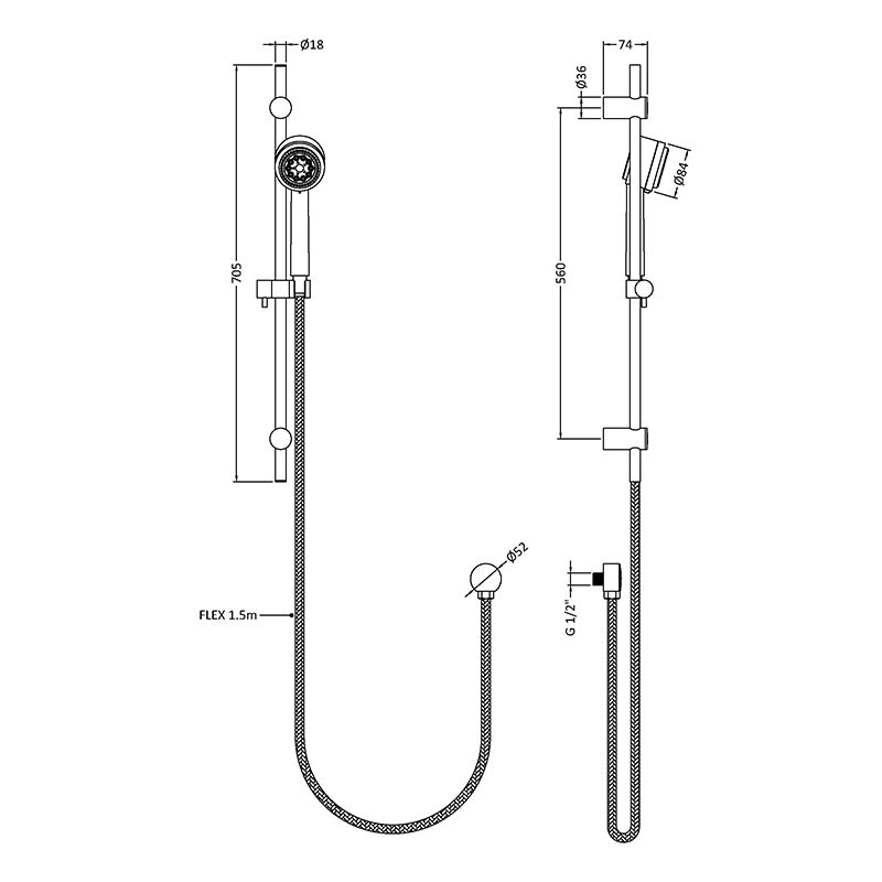 Hudson Reed Linear Slide Rail Shower Kit (Chrome) | Brand New Bathrooms