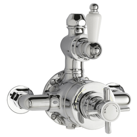 Nuie Edwardian Twin Thermostatic Shower Valve (1 size, Chrome) - Brand New Bathrooms