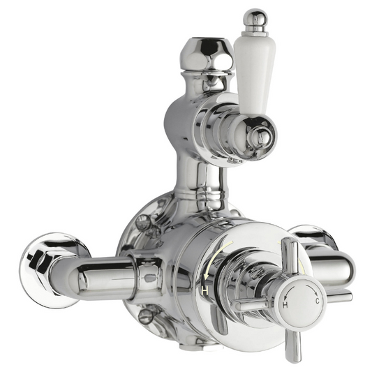 Nuie Edwardian Twin Thermostatic Shower Valve (1 size, Chrome) - Brand New Bathrooms