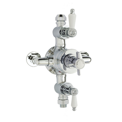 Nuie Edwardian Triple Thermostatic Shower Valve (1 size, Chrome) - Brand New Bathrooms
