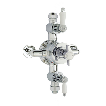 Nuie Edwardian Triple Thermostatic Shower Valve (1 size, Chrome) - Brand New Bathrooms