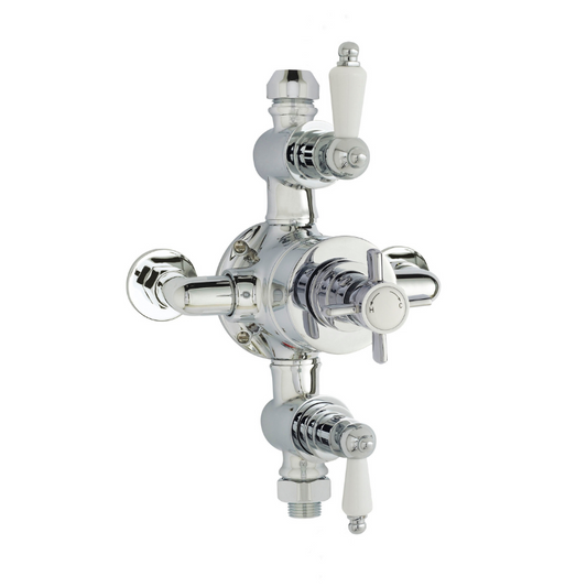 Nuie Edwardian Triple Thermostatic Shower Valve (1 size, Chrome) - Brand New Bathrooms