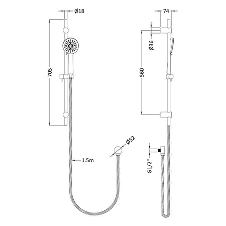 Hudson Reed Slide Rail Kits Water Saving Slide Rail Kit (Chrome) - Brandnew Bathroom