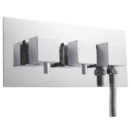 Nuie Square Showers Twin Thermostatic Shower Valve With Diverter (1 size, Chrome) - Brand New Bathrooms