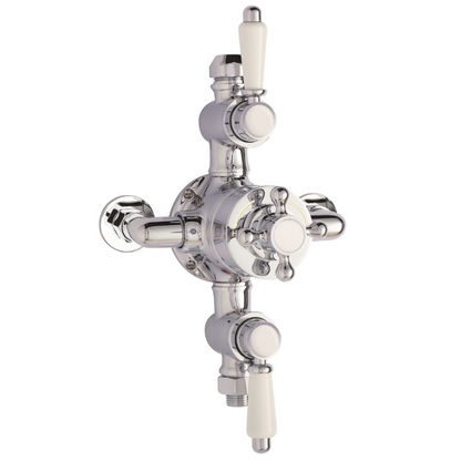 Nuie Victorian Triple Thermostatic Shower Valve (1 size, Chrome) - Brand New Bathrooms