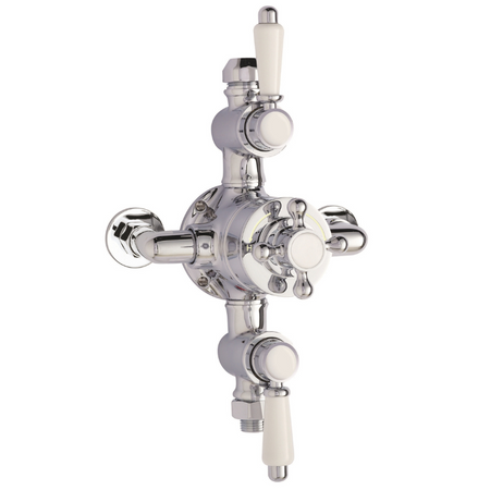 Nuie Victorian Triple Thermostatic Shower Valve (1 size, Chrome) - Brand New Bathrooms