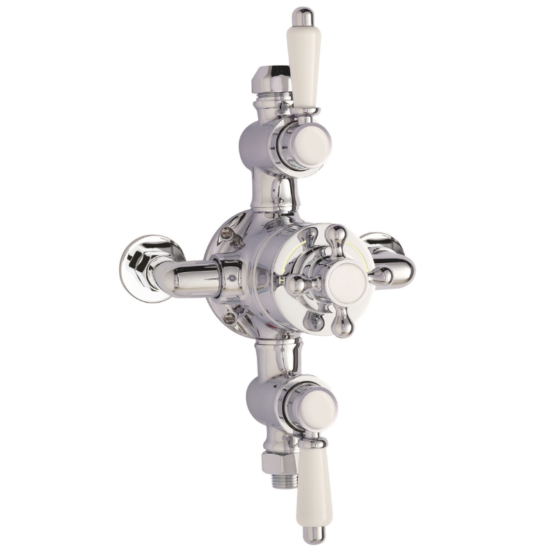 Nuie Victorian Triple Thermostatic Shower Valve (1 size, Chrome) - Brand New Bathrooms