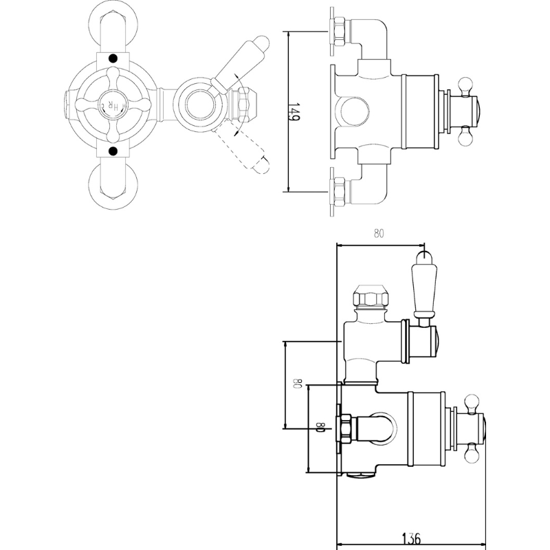 Nuie Victorian Twin Thermostatic Shower Valve (1 size, Chrome) - Brand New Bathrooms