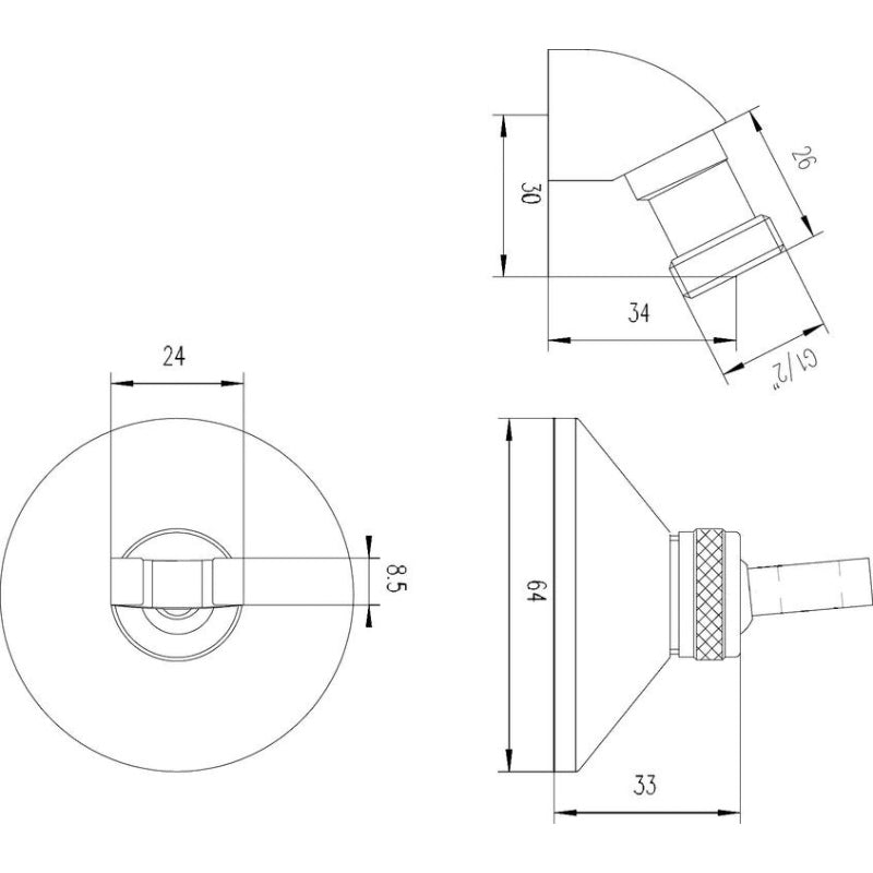 Nuie Shower Accessories Wall Bracket & Elbow (1 size, Chrome) - Brand New Bathrooms